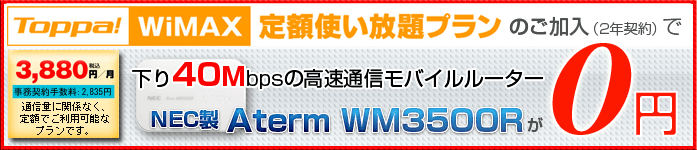 Toppa!WiMAX�Ȥ�����ץ��Τ������ǥ磻���쥹��Х���롼����Aterm WM3500R��0�ߡ�